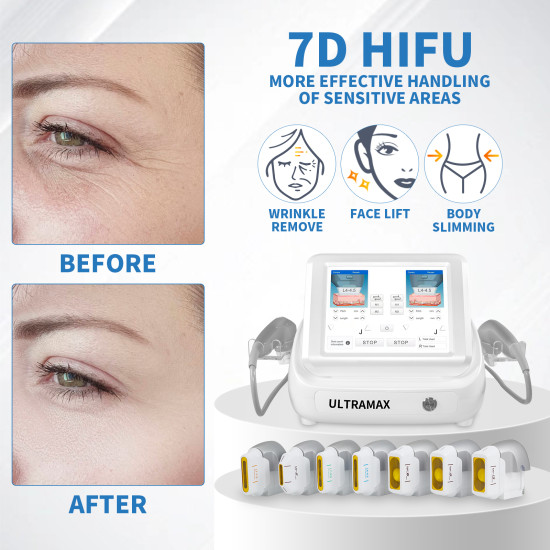 A0259 two handles 7D hifu facial lift machine with 7 cartridges