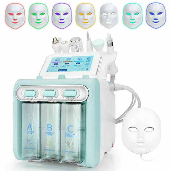 A0636-7 hydrodermabrasion facial machine 7 in 1 oxygen spray ultrasonic led facial mask beauty machine